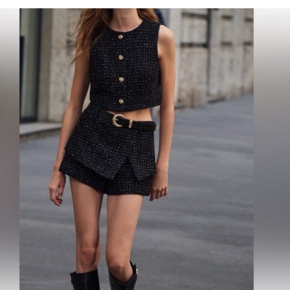 NWT ZARA BLOGGER FAV belted texture shorts size L 🚨FIRM PRICE NO DISCOUNT